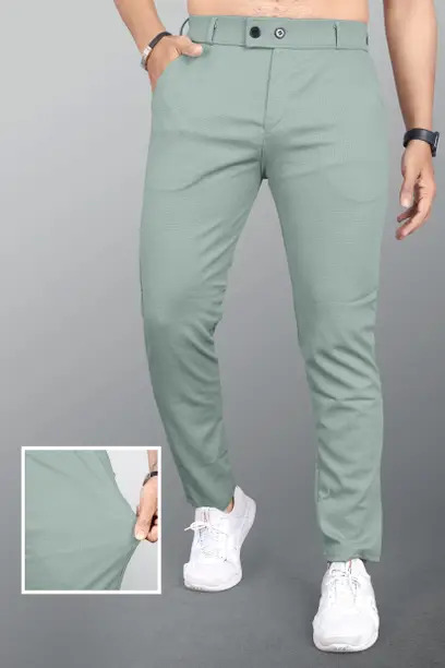 Men Relaxed Light Green Linen Blend Trousers