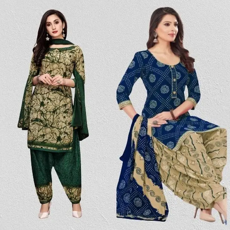 Unstitched Crepe Salwar Suit Material Printed